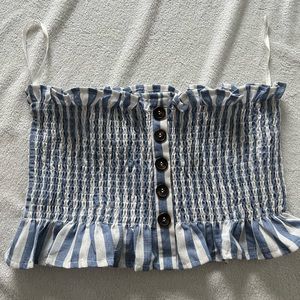 Shein blue striped strapless top